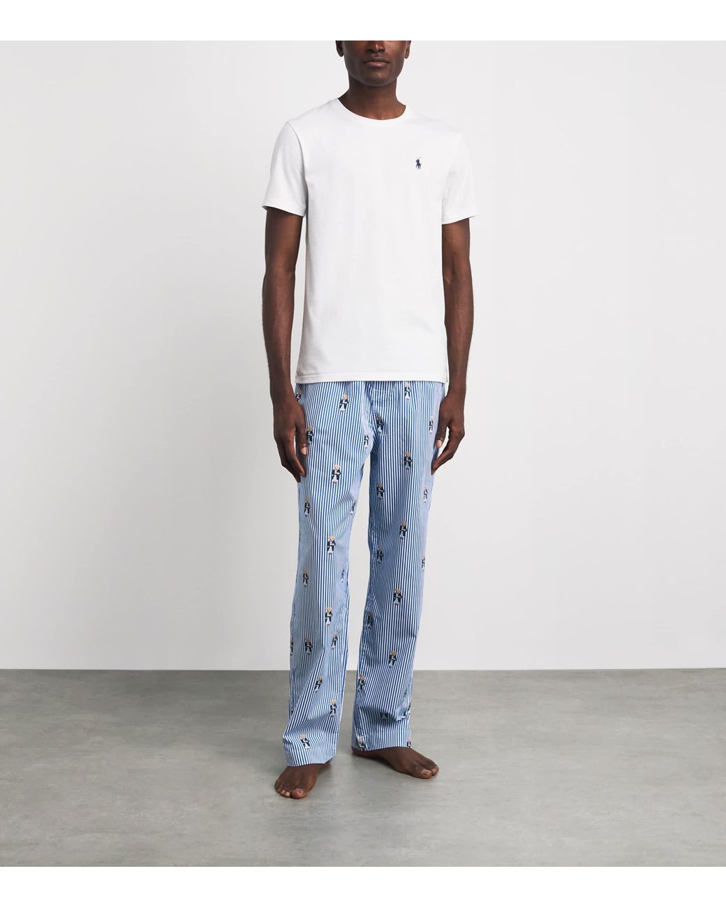 Polo Ralph Lauren Blue Cotton Polo Bear Stripe Pyjama Bottoms for men