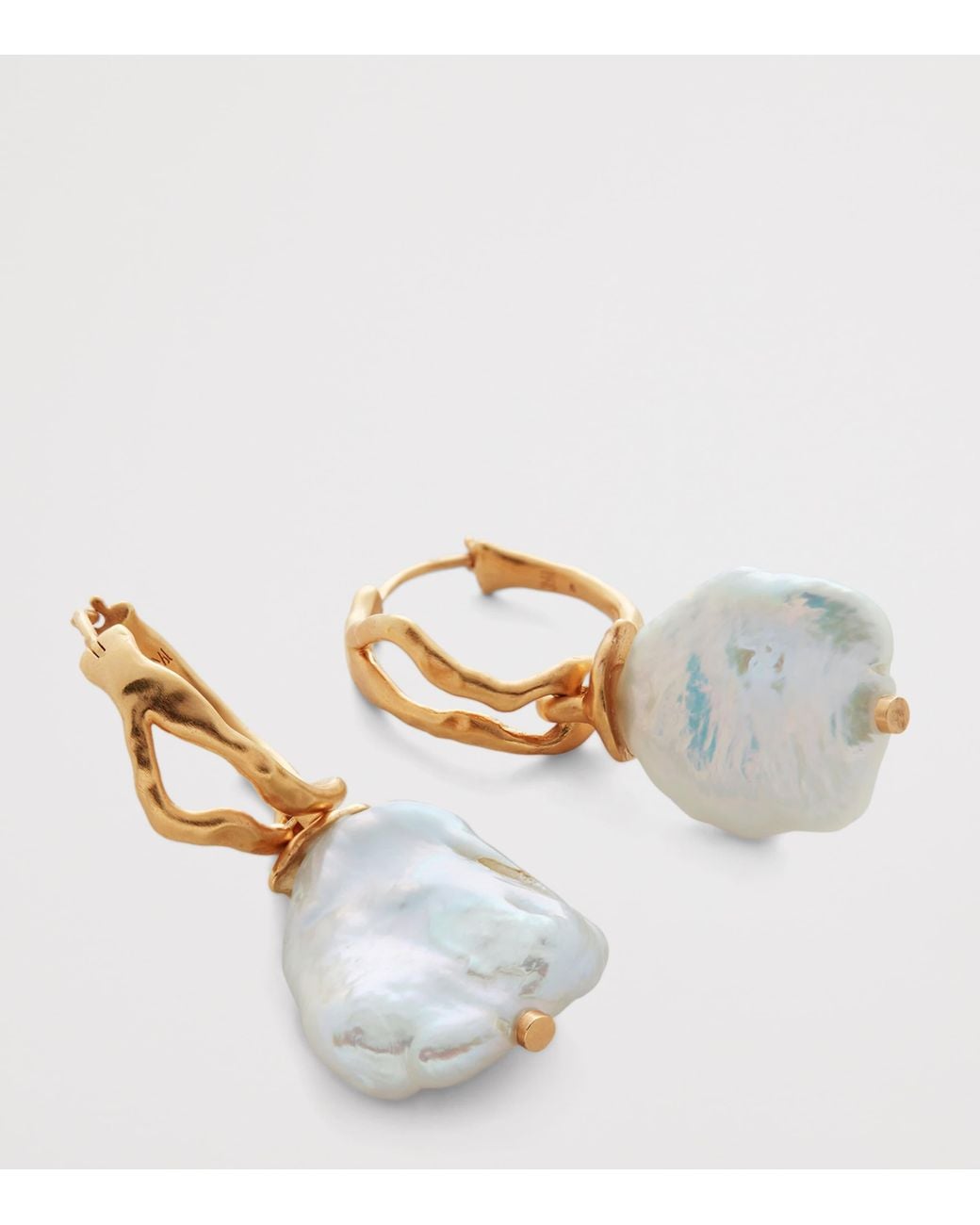 Monica Vinader Metallic X Mother Of Pearl Large Vermeil And Keshi Pearl Drop Earrings