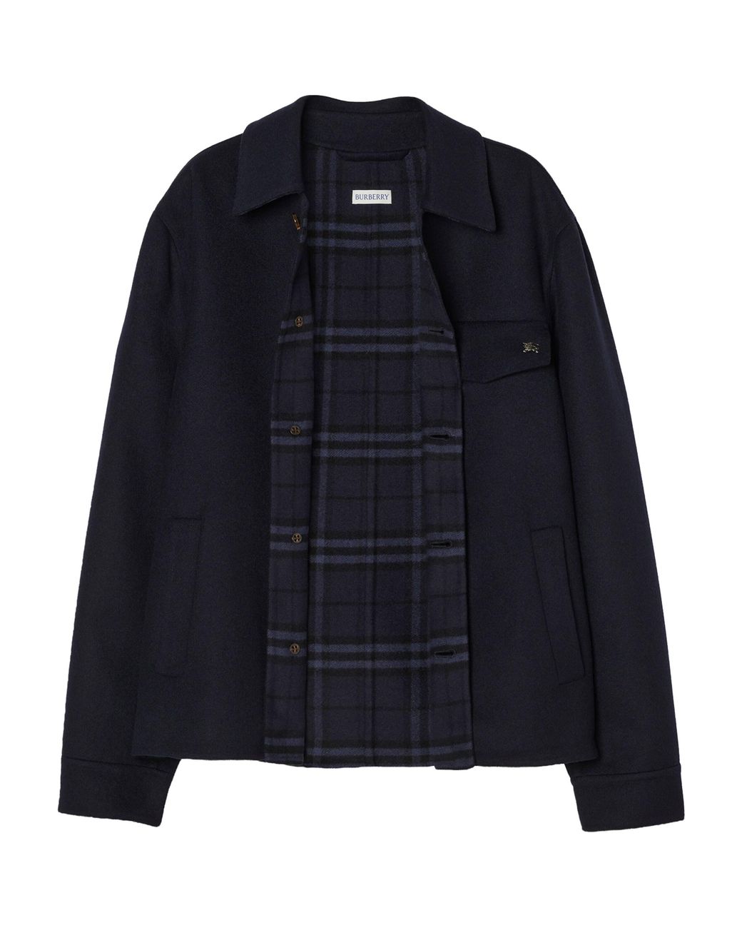 Burberry Blue Wool Shacket Overshirt for men