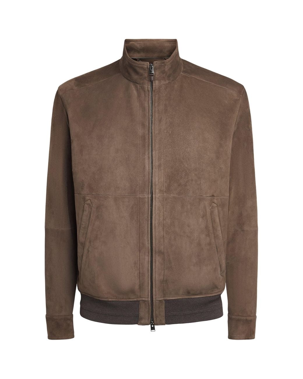 Canali Brown Lamb Suede Bomber Jacket for men
