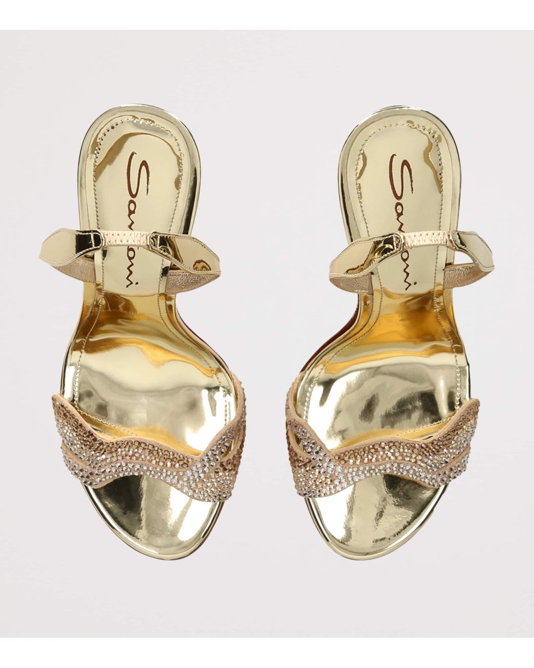 Santoni Metallic Leather Serena Heeled Sandals 105