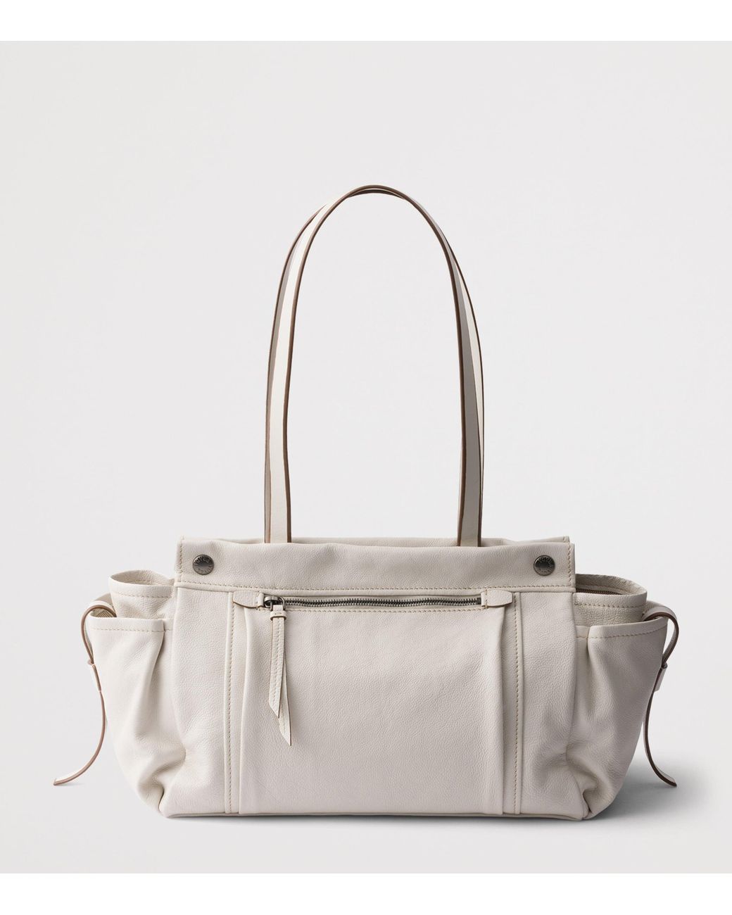Prada Metallic Large Leather Route Tote Bag