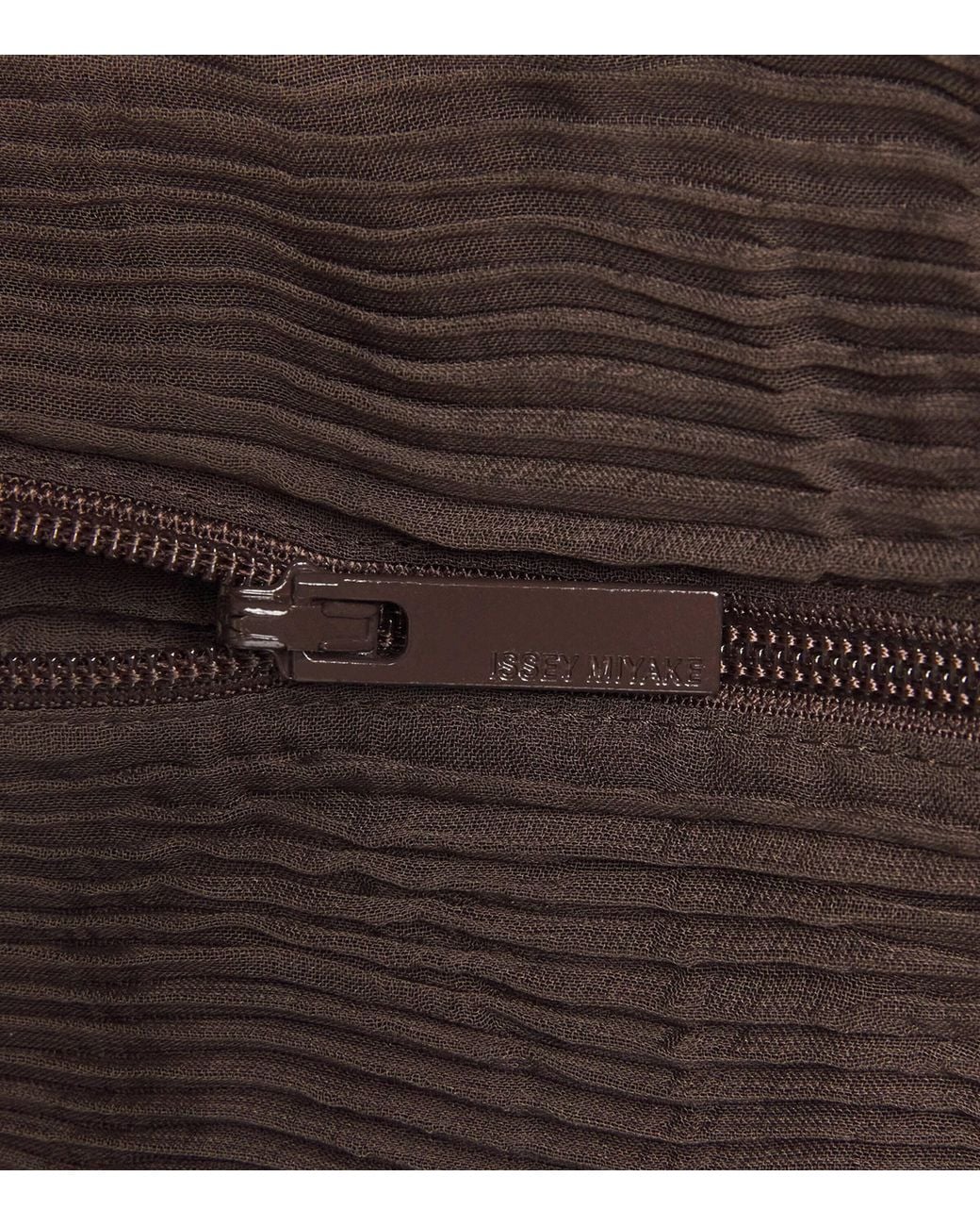 Issey Miyake Brown Chiffon Twist 1 Pleats Zip Cardigan
