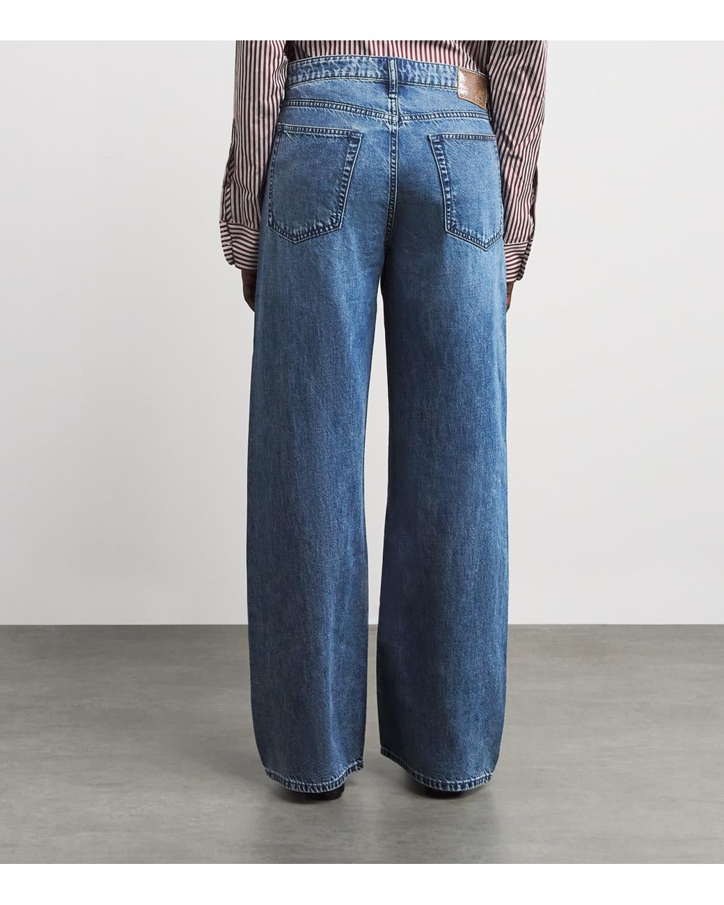 Rag & Bone Blue Logan Mid-Rise Wide-Leg Jeans