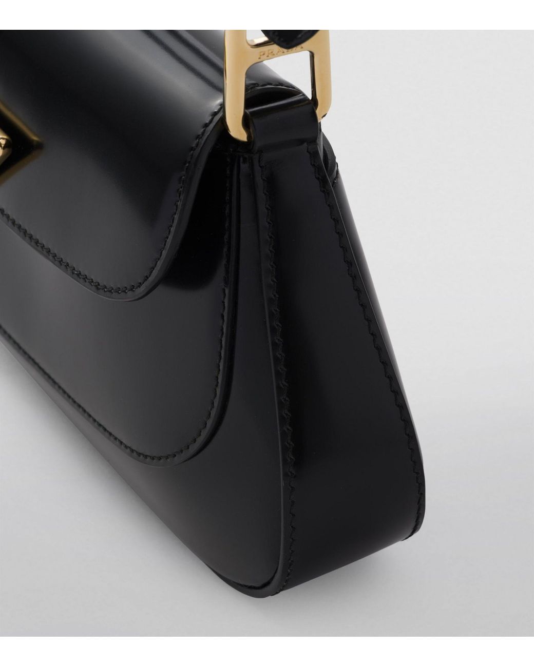 Prada Brushed Leather Shoulder Bag in Black | Lyst Canada