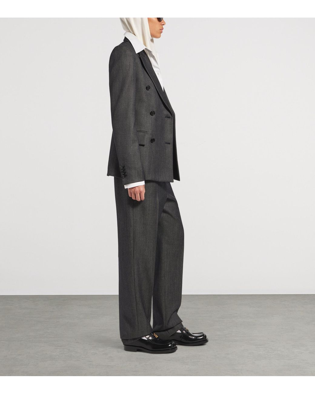 Balenciaga Gray Wool Straight-Leg Trousers