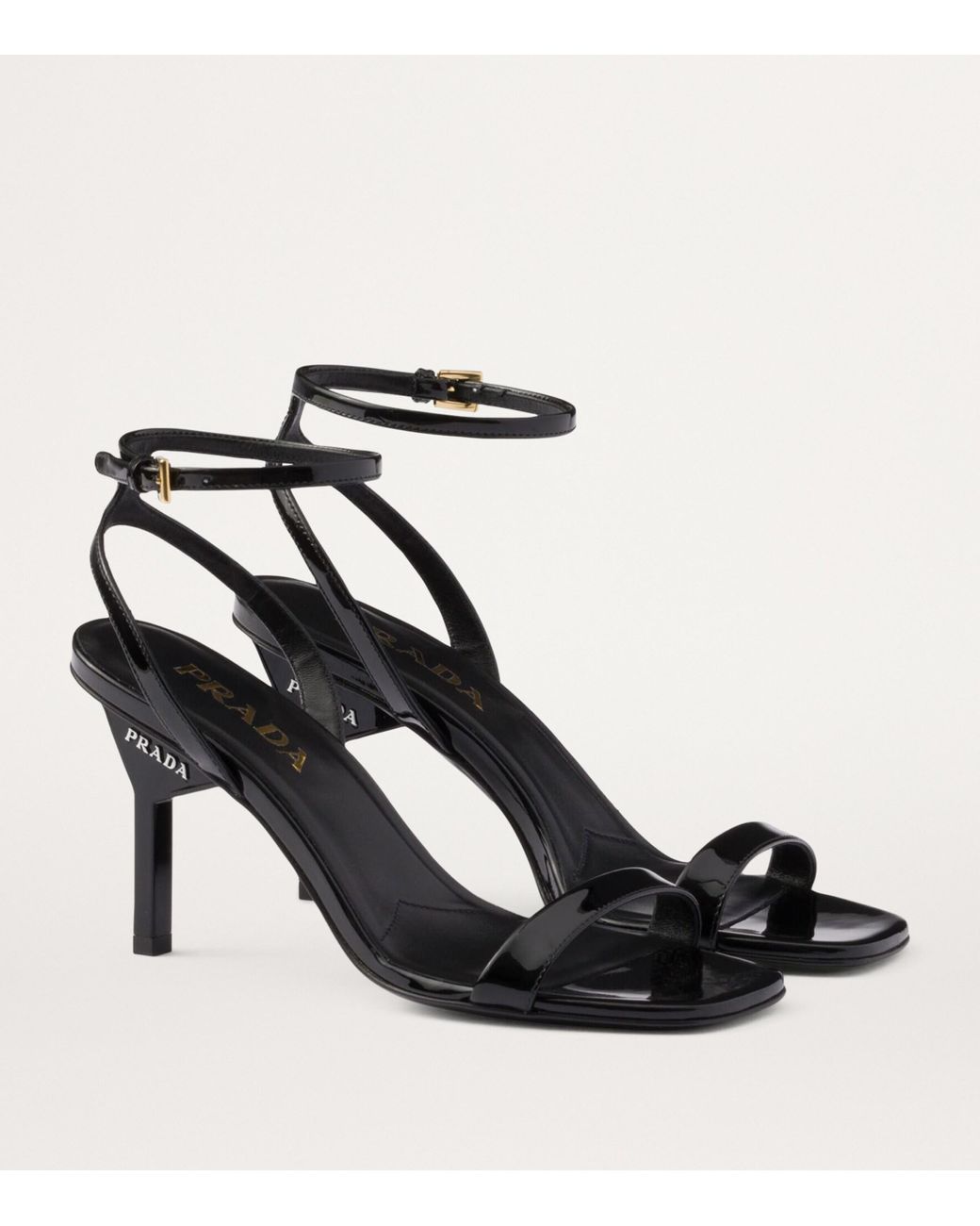 Prada Patent Leather Heeled Sandals 85 in Black | Lyst UK