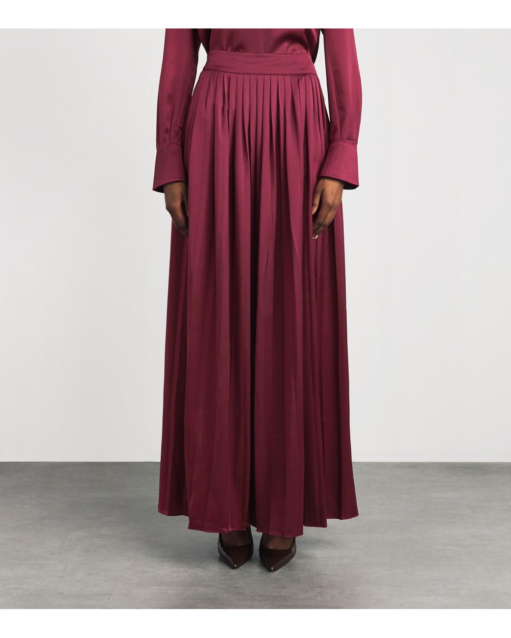 Toccin Purple Pleated Dillon Midi Skirt