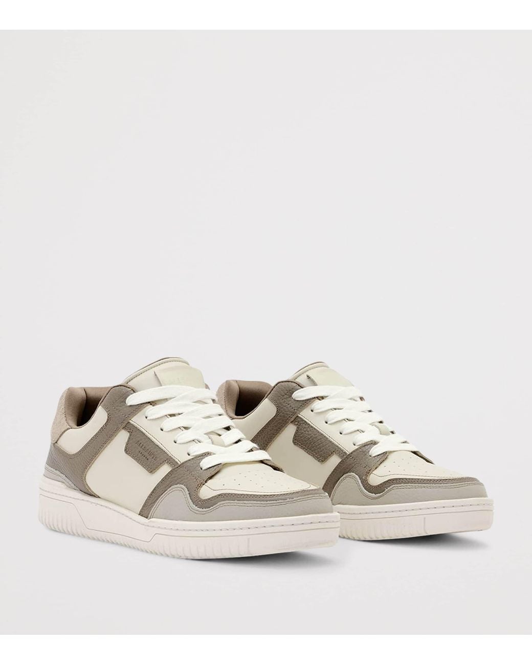 AllSaints Gray Leather Regan Plus Low-Top Trainers for men