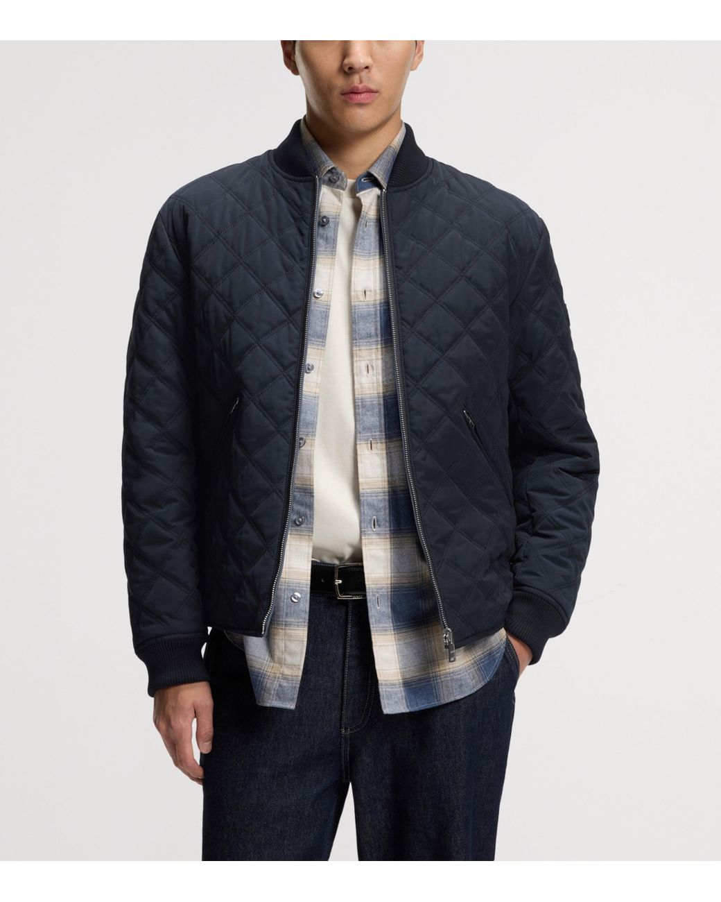 Boss Blue Water-Repellent Quilted Jacket for men