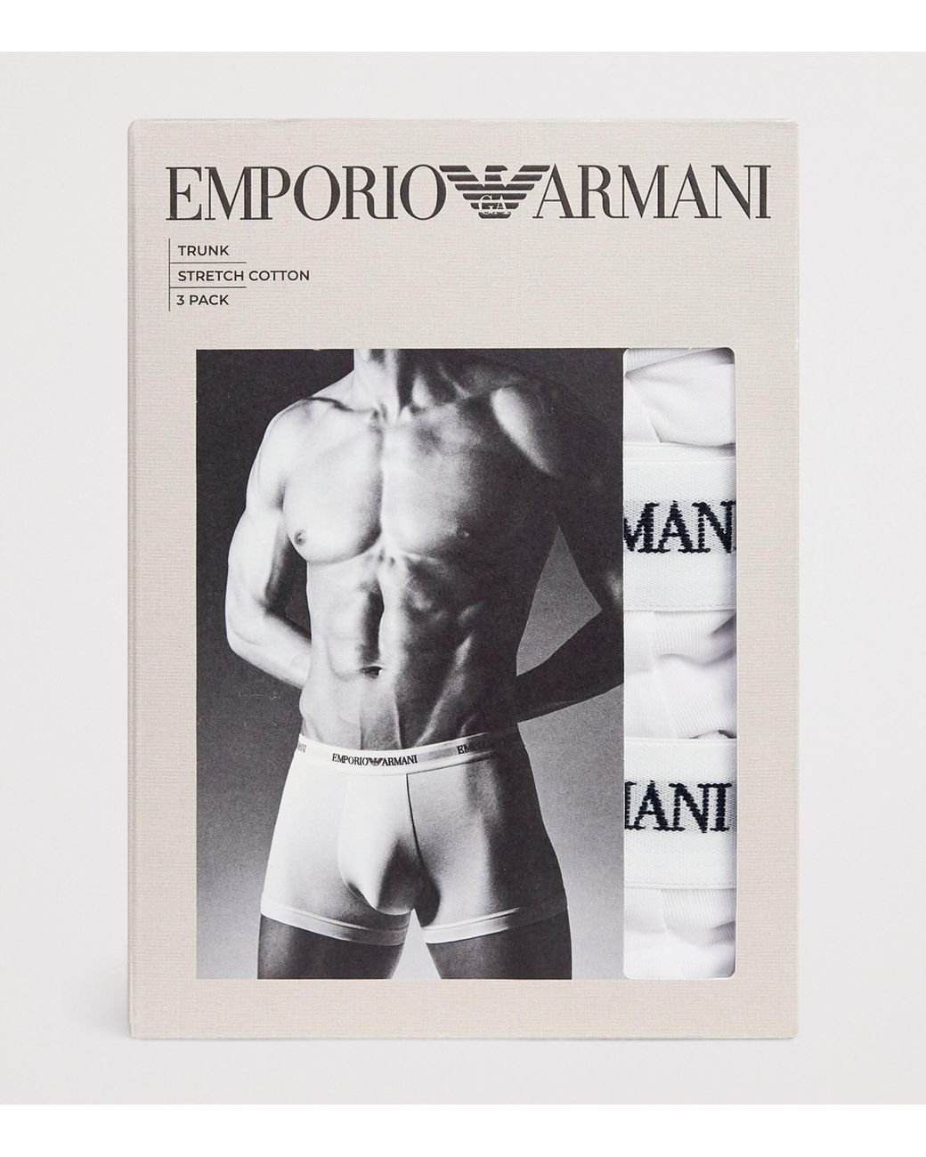 Emporio Armani White Stretch-Cotton Logo Trunks for men