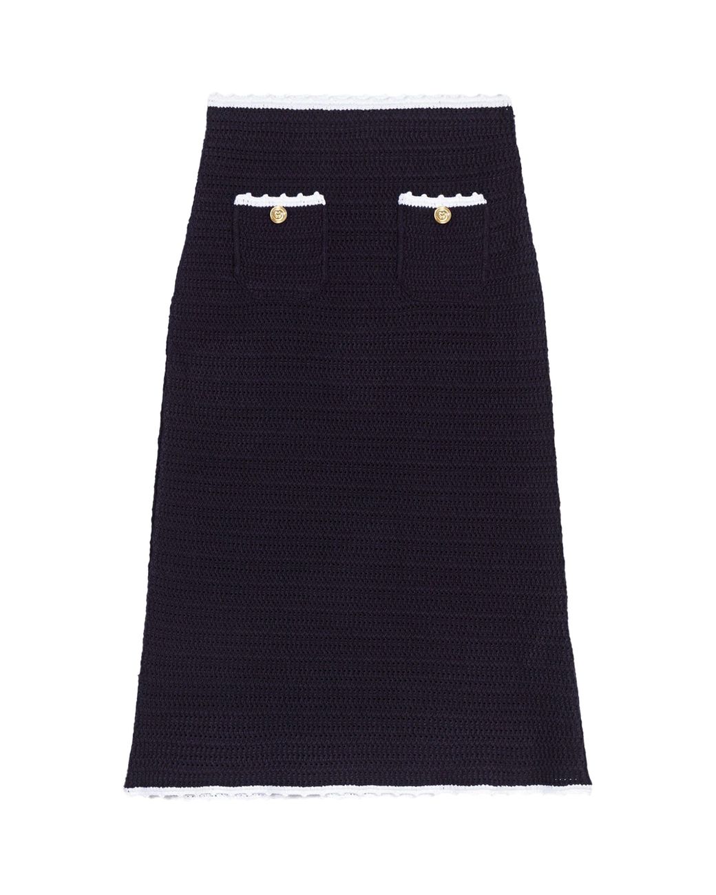 Maje Blue Knitted Midi Skirt