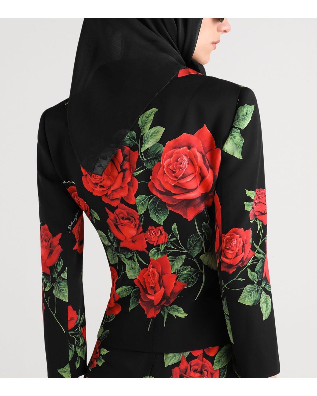 Dolce & Gabbana Red Silk-Blend Floral Print Blazer
