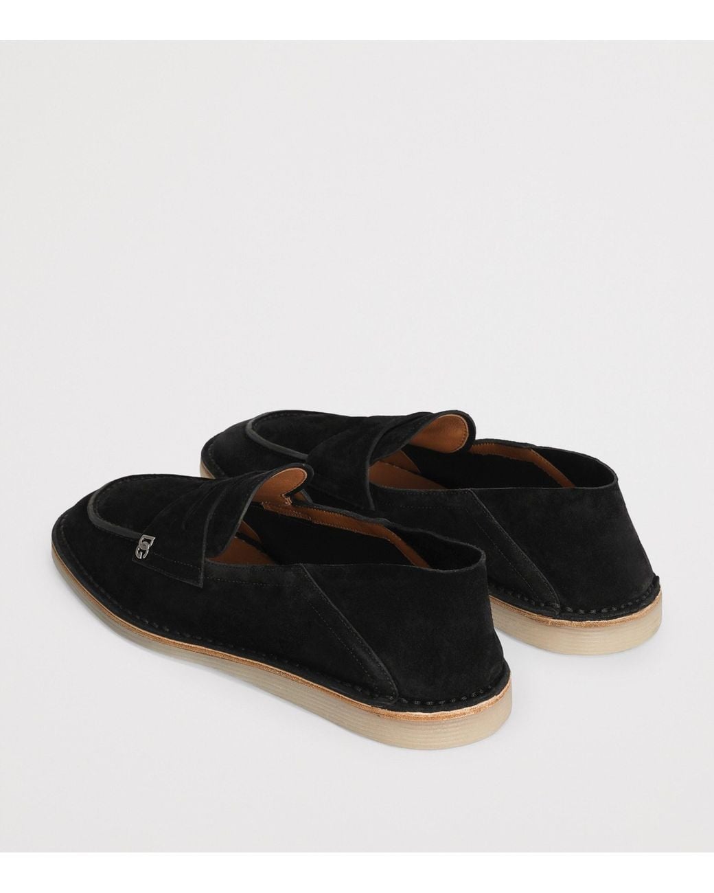 Dolce & Gabbana Black Suede Logo Loafers for men