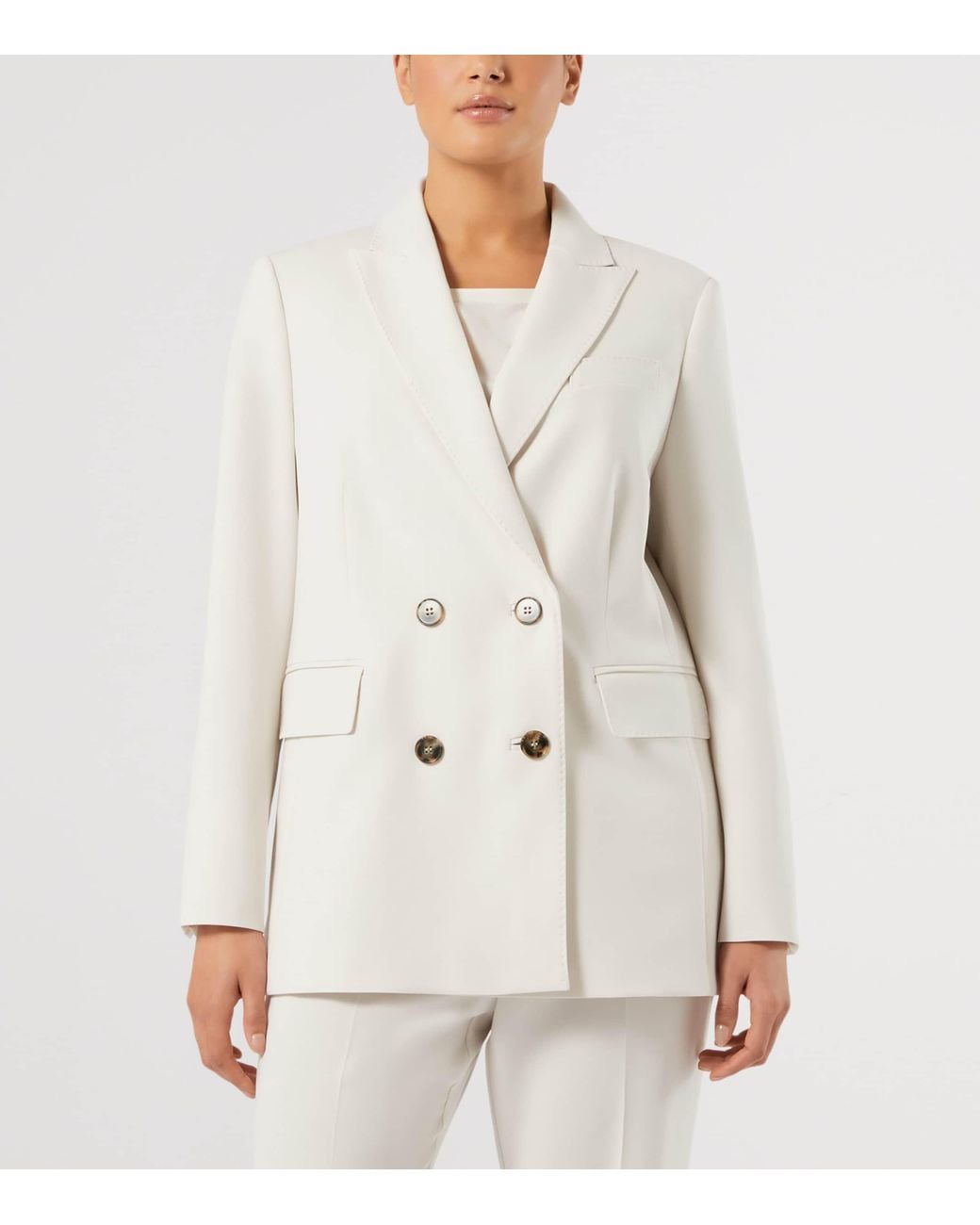 Marina Rinaldi White Fox Double-Breasted Blazer