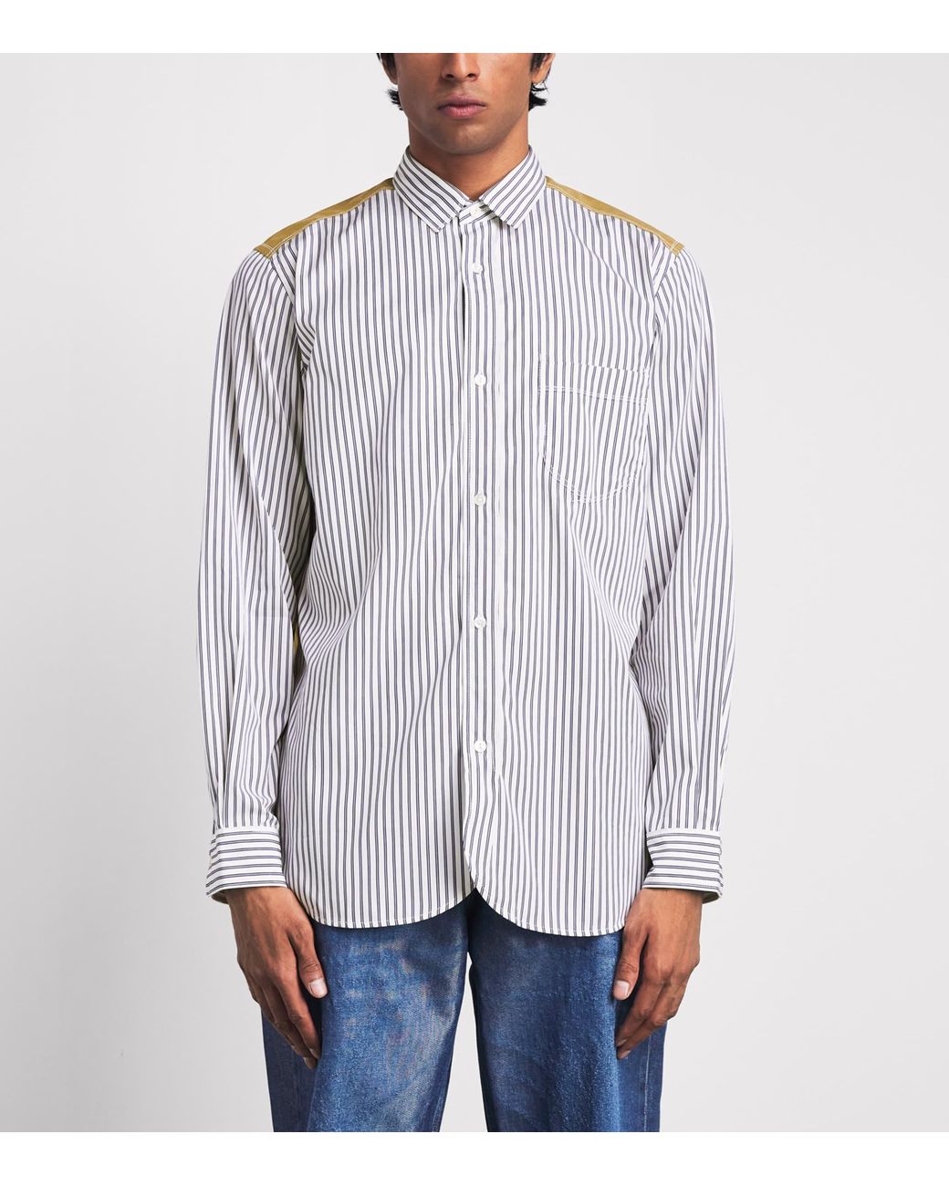 Junya Watanabe White Cotton Stripe Shirt for men