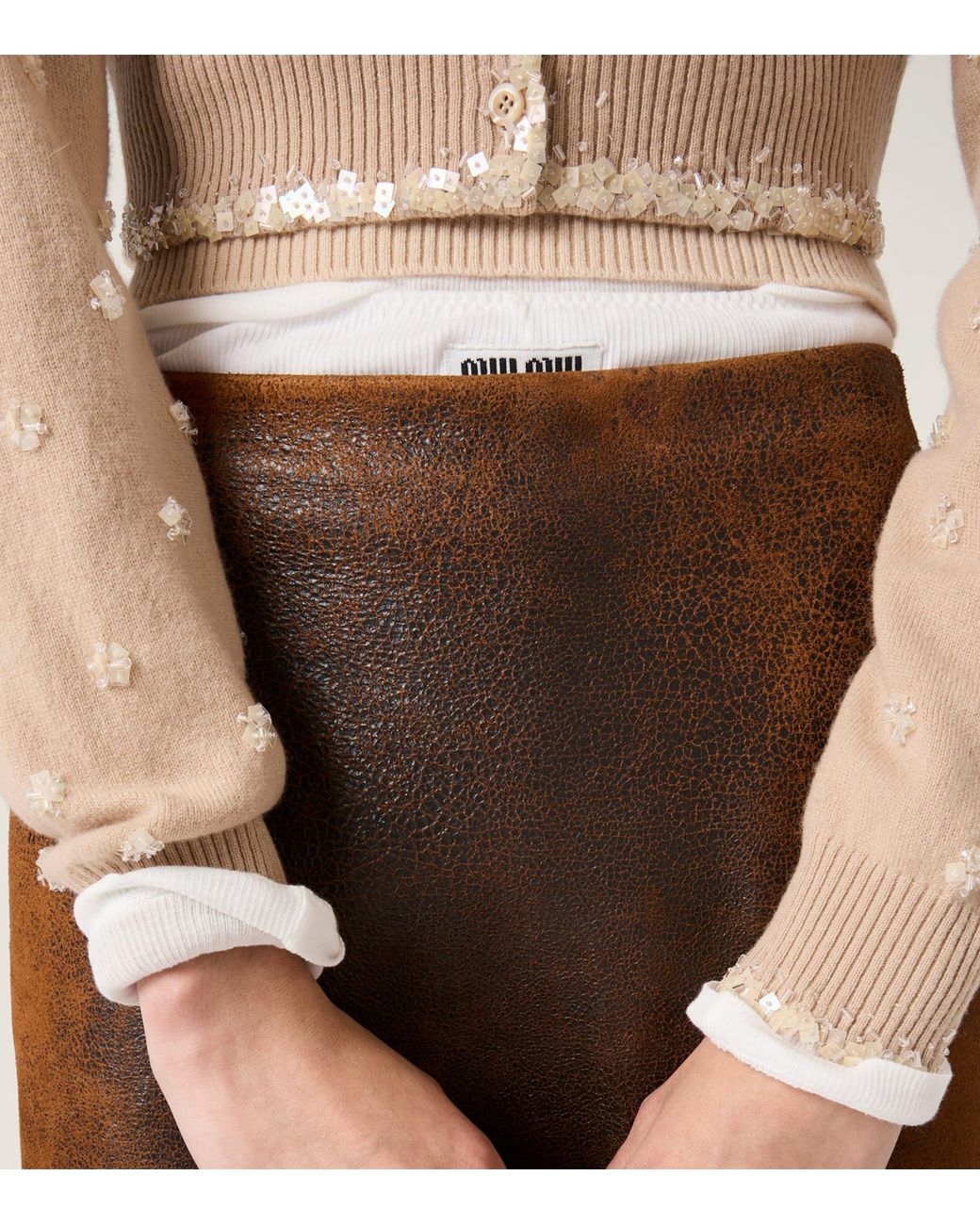 Miu Miu Natural Cashmere Embellished Cardigan