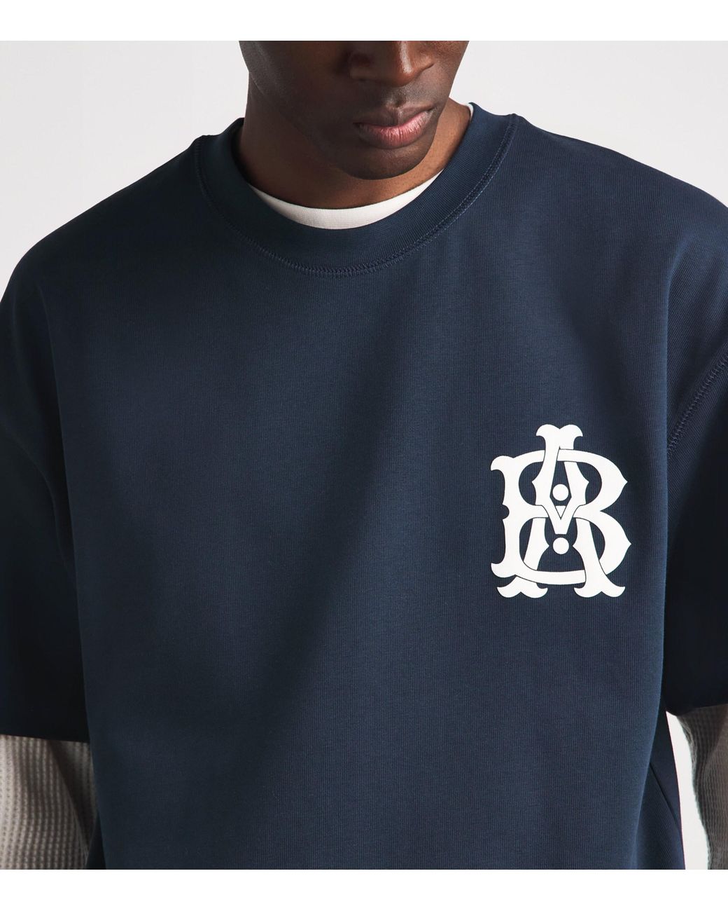 About Blank Blue Oversized Monogram T-Shirt for men