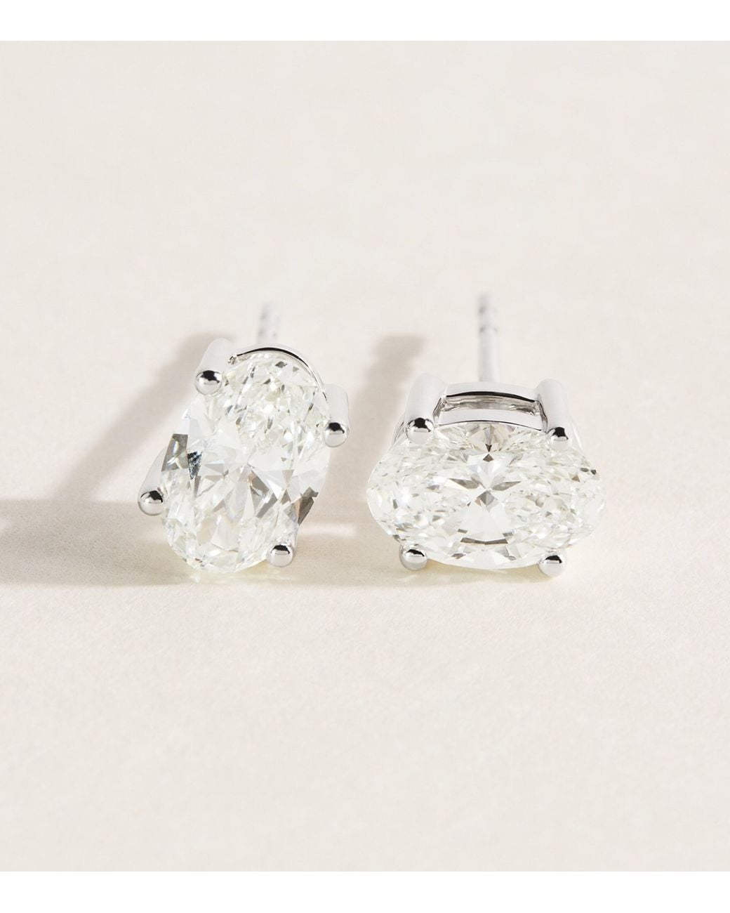 Harrods Natural And Diamond Oval Stud Earrings