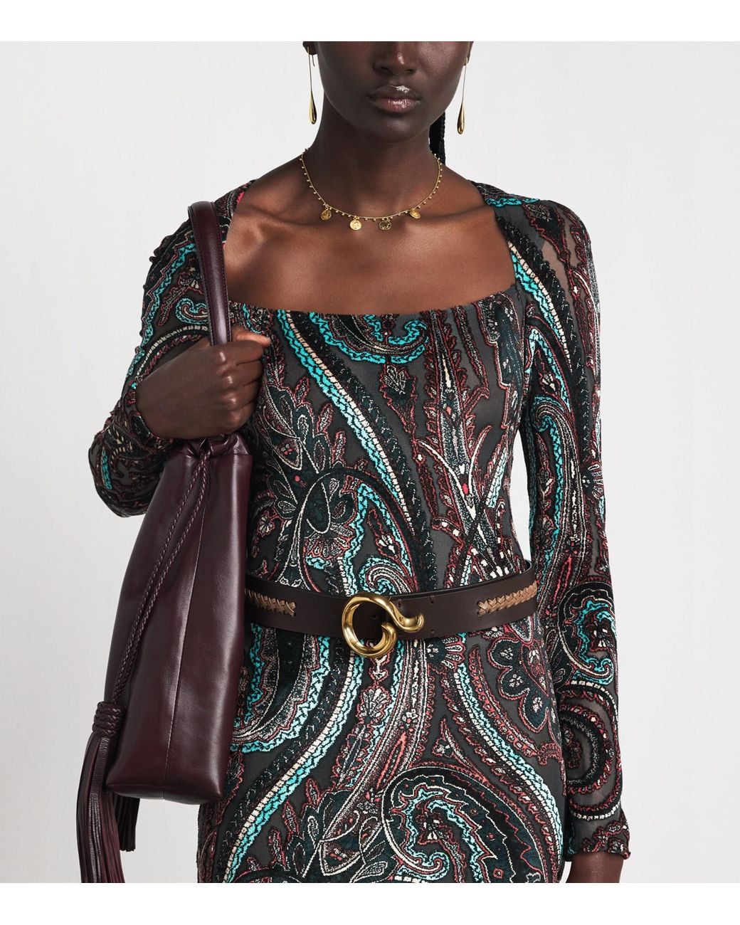 Etro Black Appliqué-Mesh Maxi Dress
