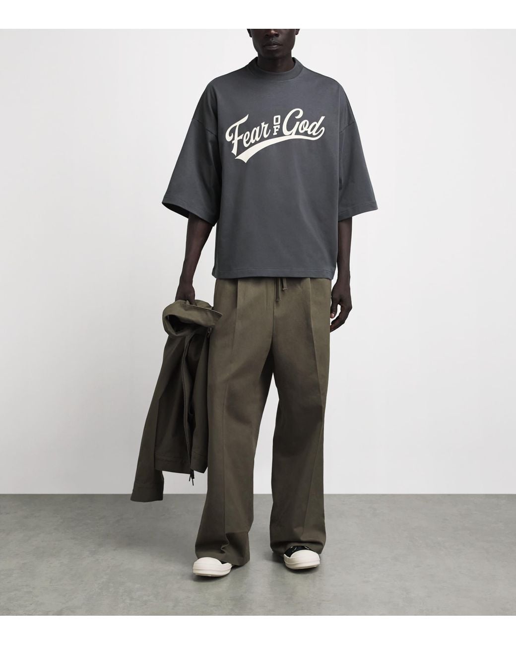 Fear Of God Gray Cotton Boxy Merch T-Shirt for men