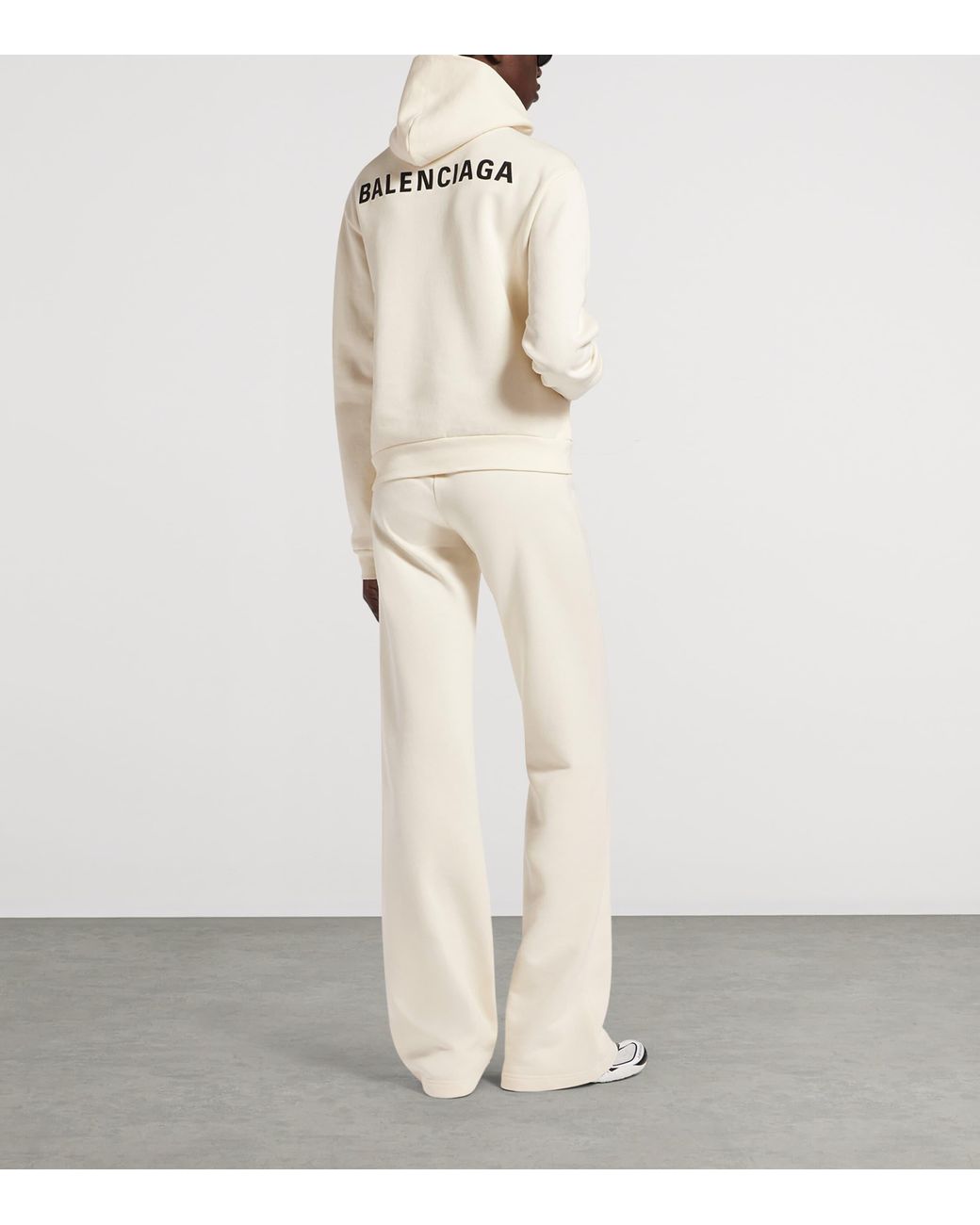 Balenciaga White Cotton Logo Hoodie