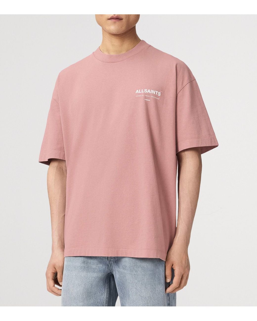 AllSaints Pink Cotton Backstage T-Shirt for men