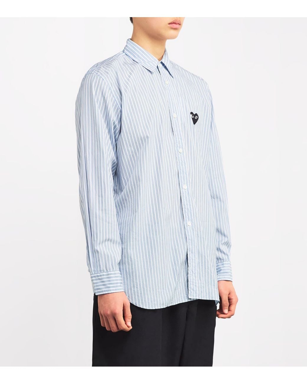 COMME DES GARÇONS PLAY Blue Striped Heart Shirt for men