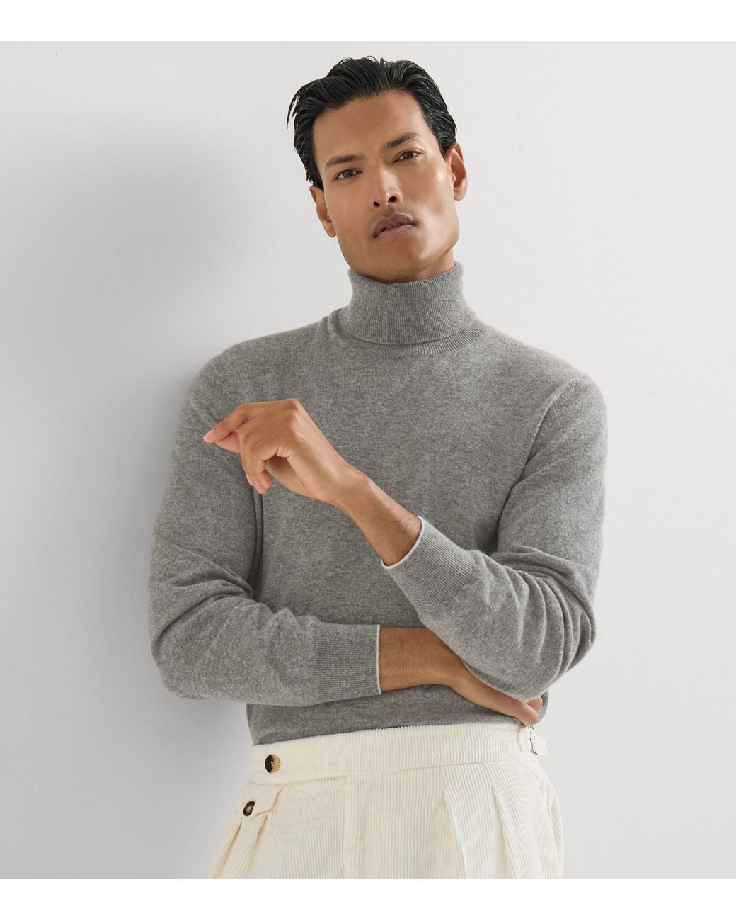 Brunello Cucinelli Gray Cashmere Rollneck Sweater for men