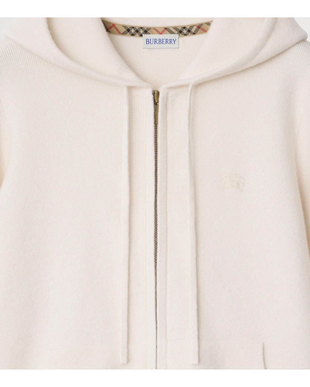 Burberry White Cashmere-Blend Zip-Up Hoodie