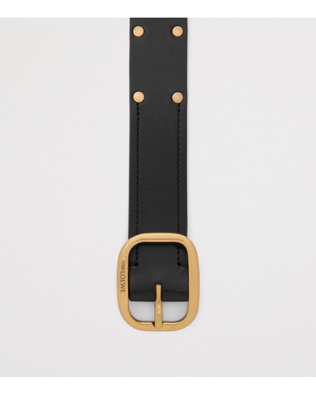Loewe Black Leather Studded Rounded-Rectangle Belt