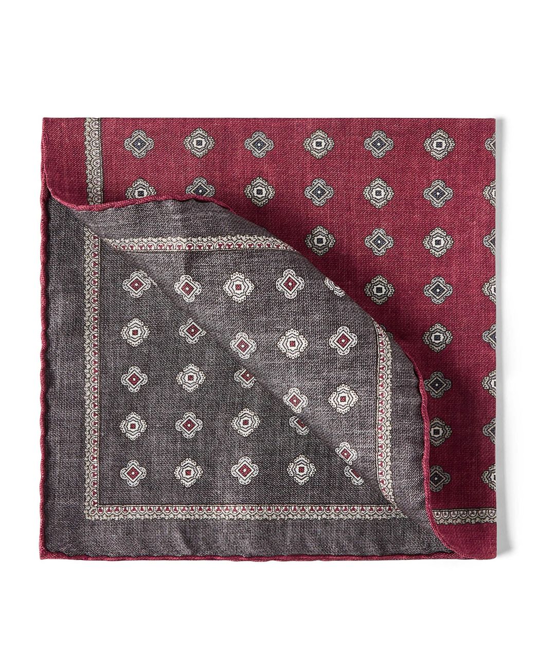 Brunello Cucinelli Purple Silk Medallion Pocket Square for men