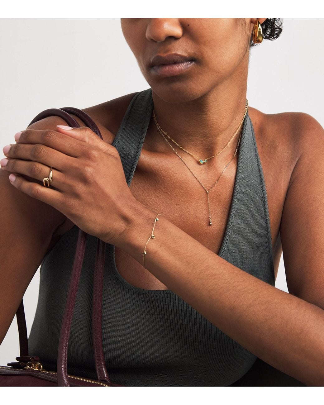 Astrid & Miyu Metallic Opal Cluster Charm Necklace