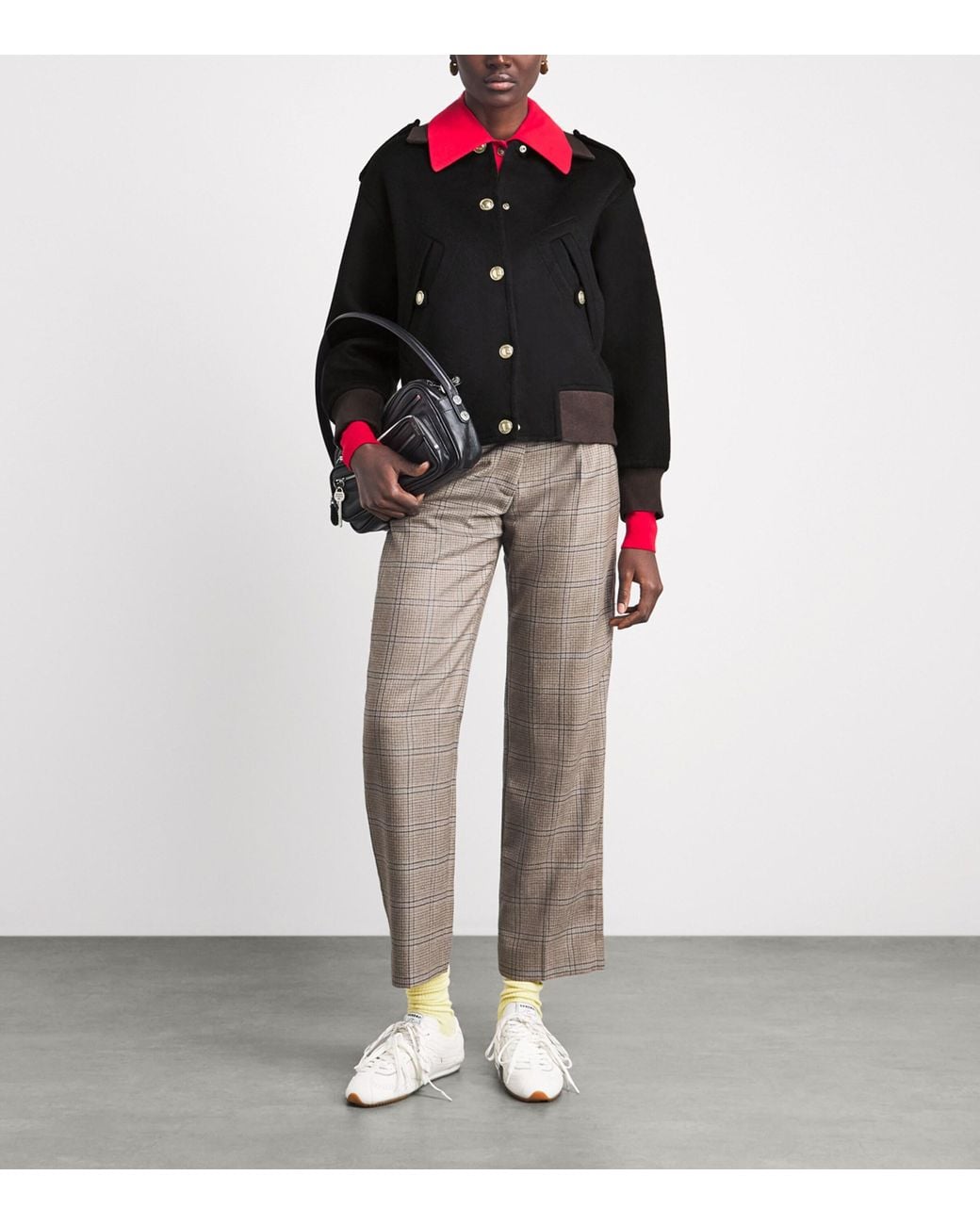 Sandro Black Wool Contrast-Collar Jacket