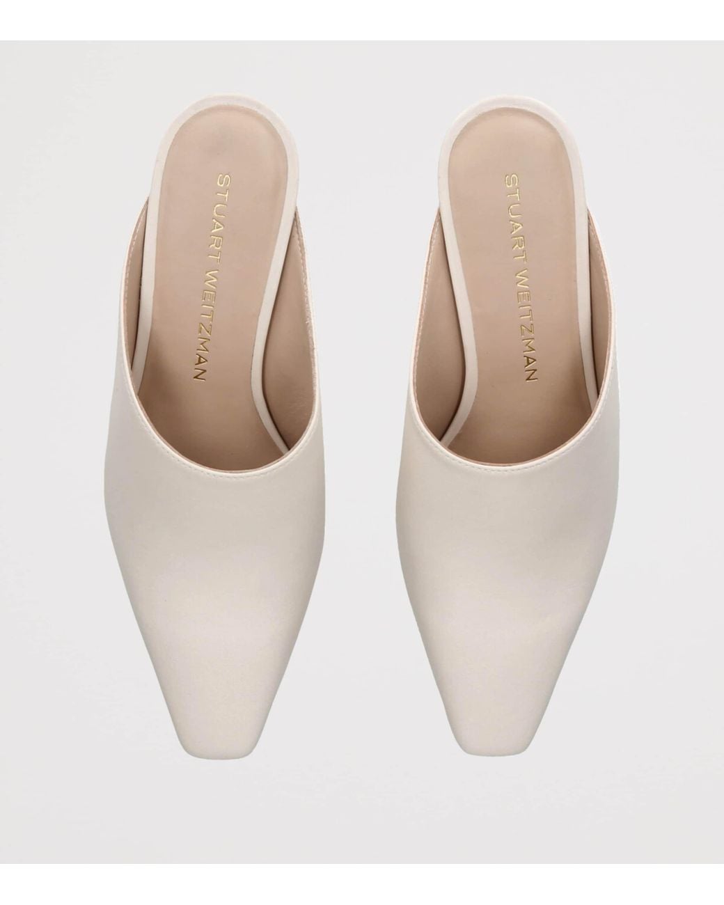 Stuart Weitzman White Leather Stassi Mules 50