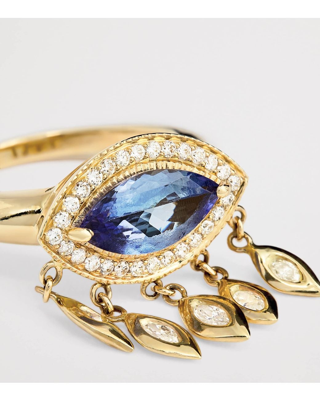Jacquie Aiche Metallic Diamond And Tanzanite Evil Eye Shaker Ring