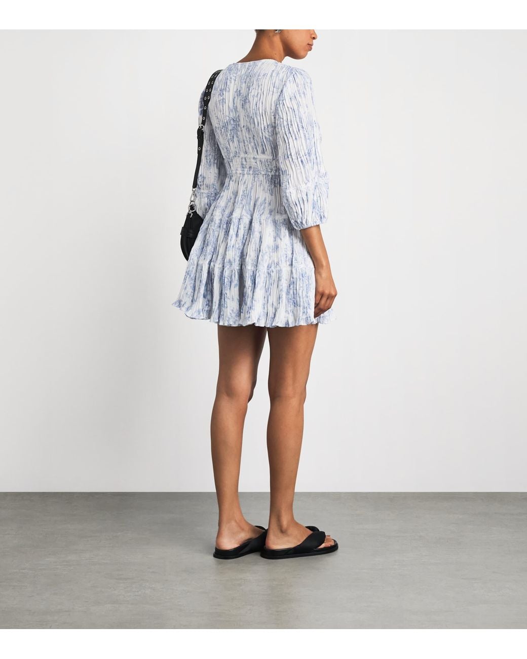 Maje Blue Pleated Mini Dress