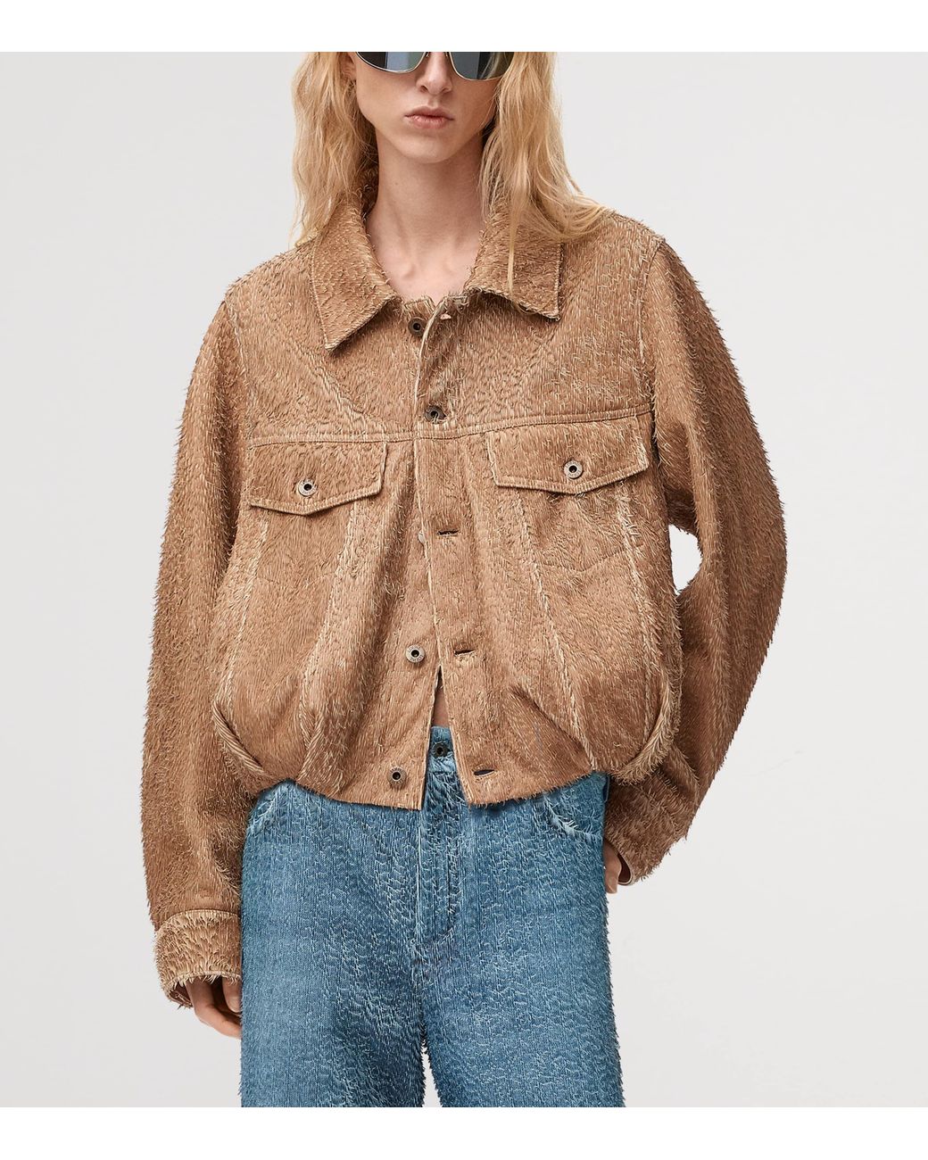 Loewe Brown Textured Lambskin Oversized Jacket