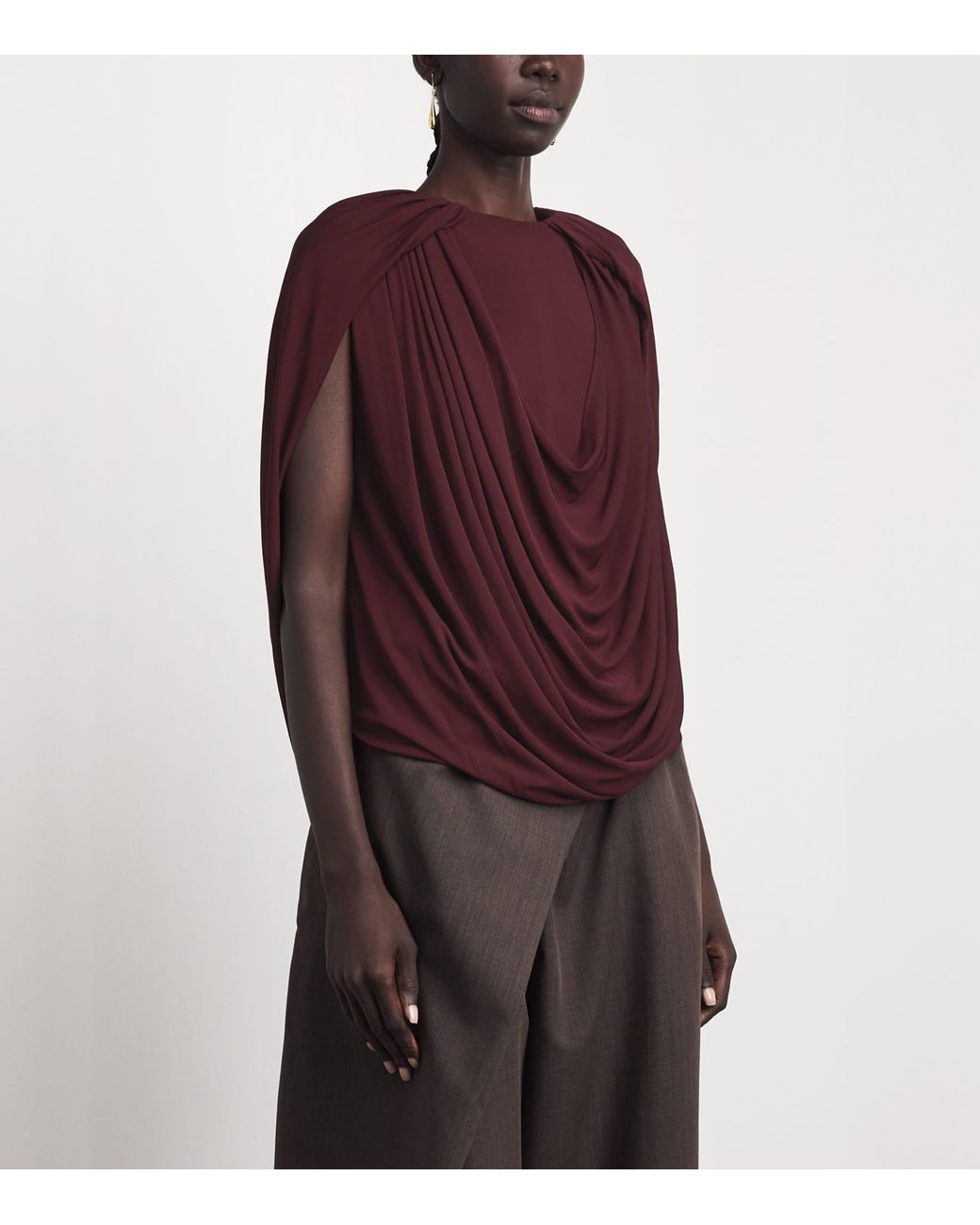 Brandon Maxwell Red Draped Astor Top