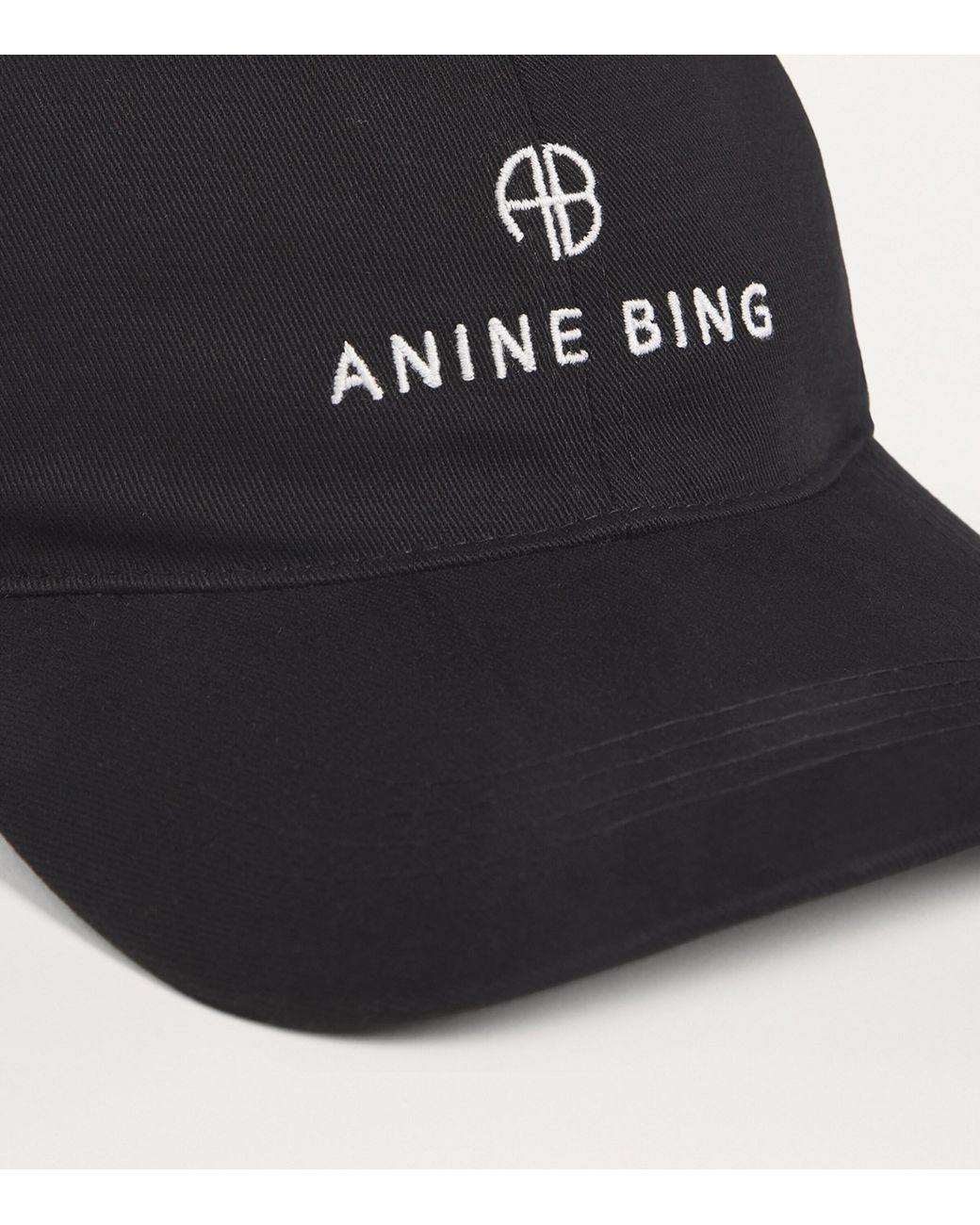 Anine Bing Black Embroidered Jeremy Baseball Cap