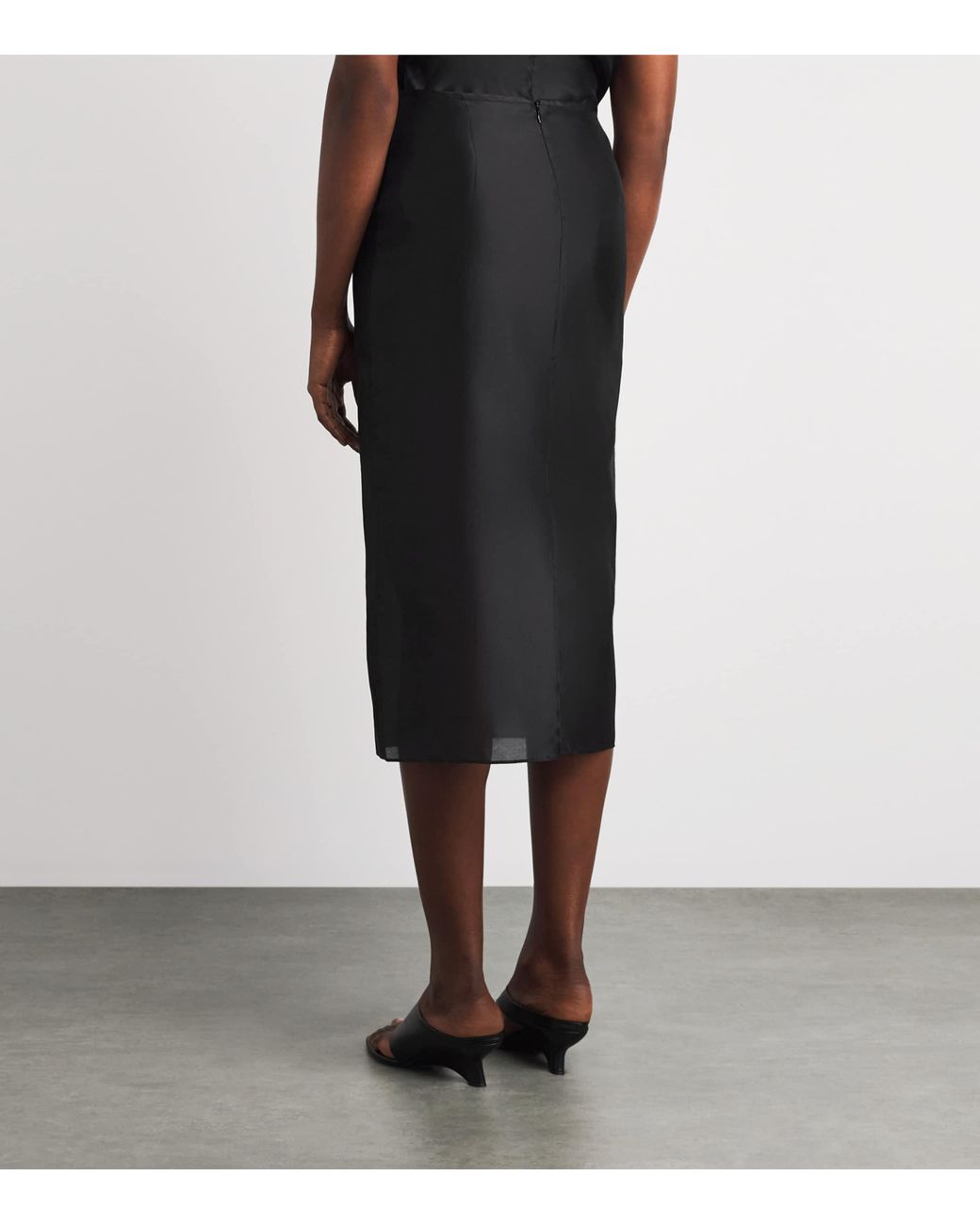 Almada Label Black Silk-Blend Kiana Midi Skirt
