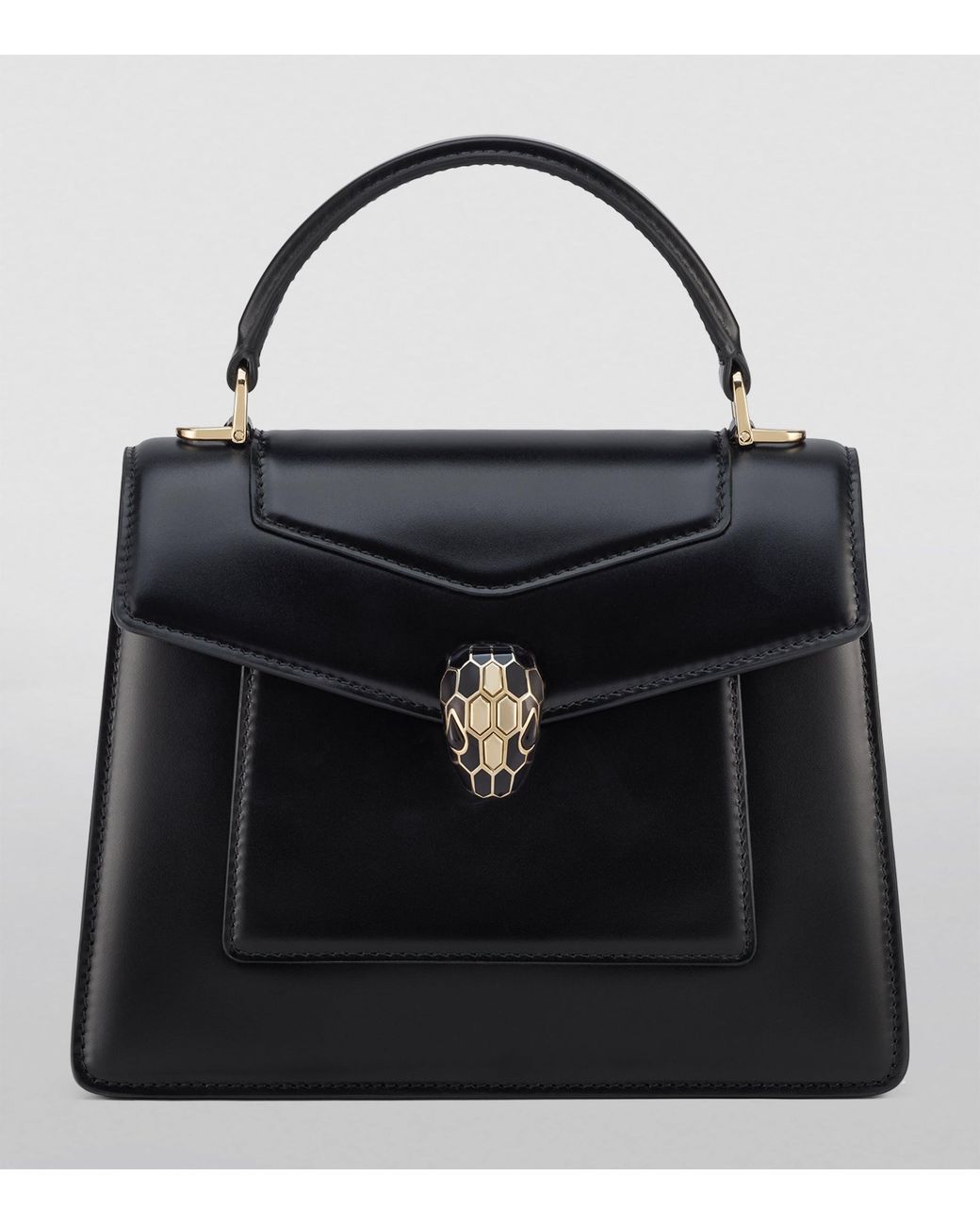 BVLGARI Black Leather Serpenti Forever Top-Handle Bag