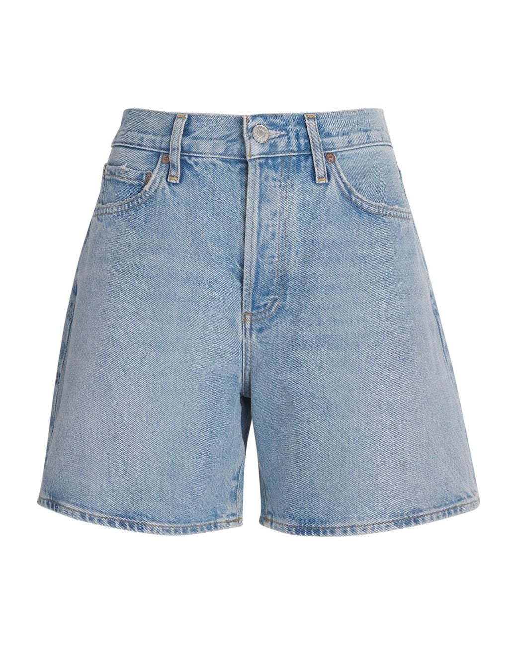 Agolde Blue Denim Dame Wide-Leg Shorts