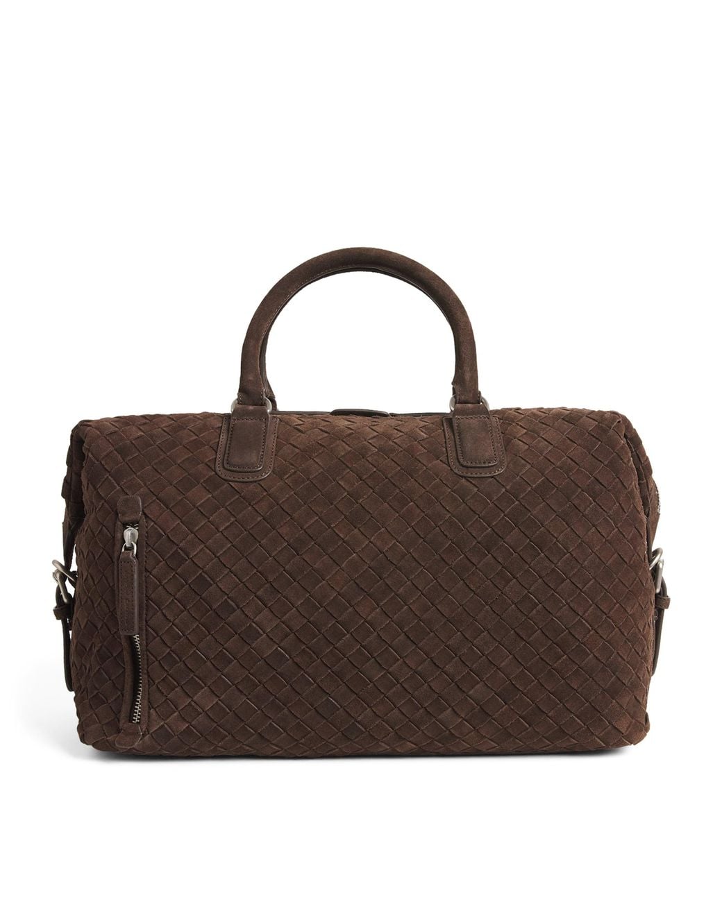 Officine Creative Brown Suede Woven Armor Duffle Bag for men