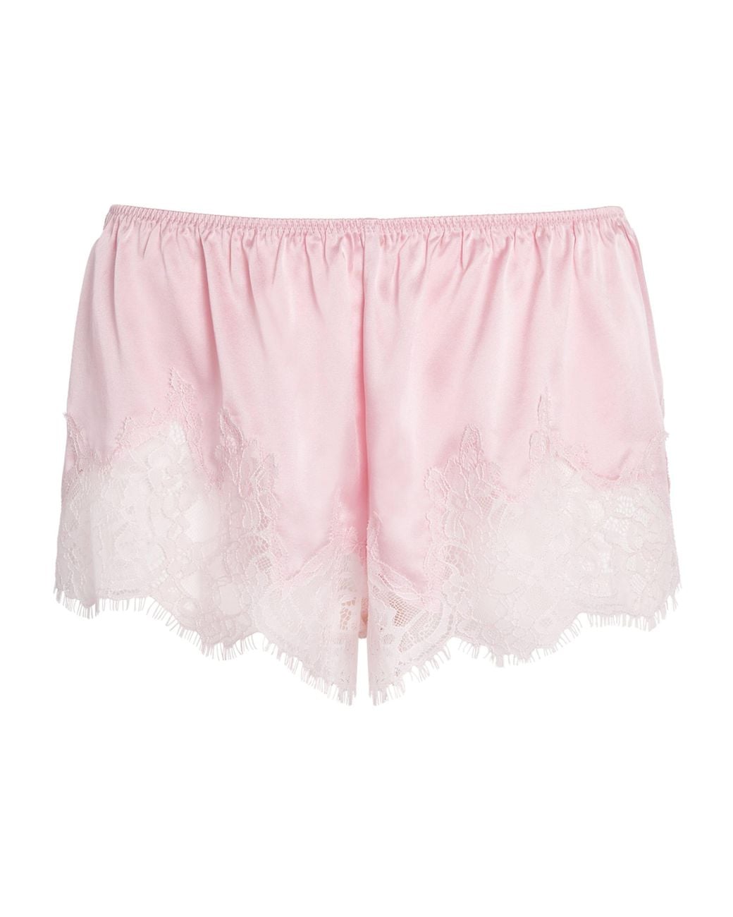 Skims Pink Stretch-Silk Lace-Trim Shorts