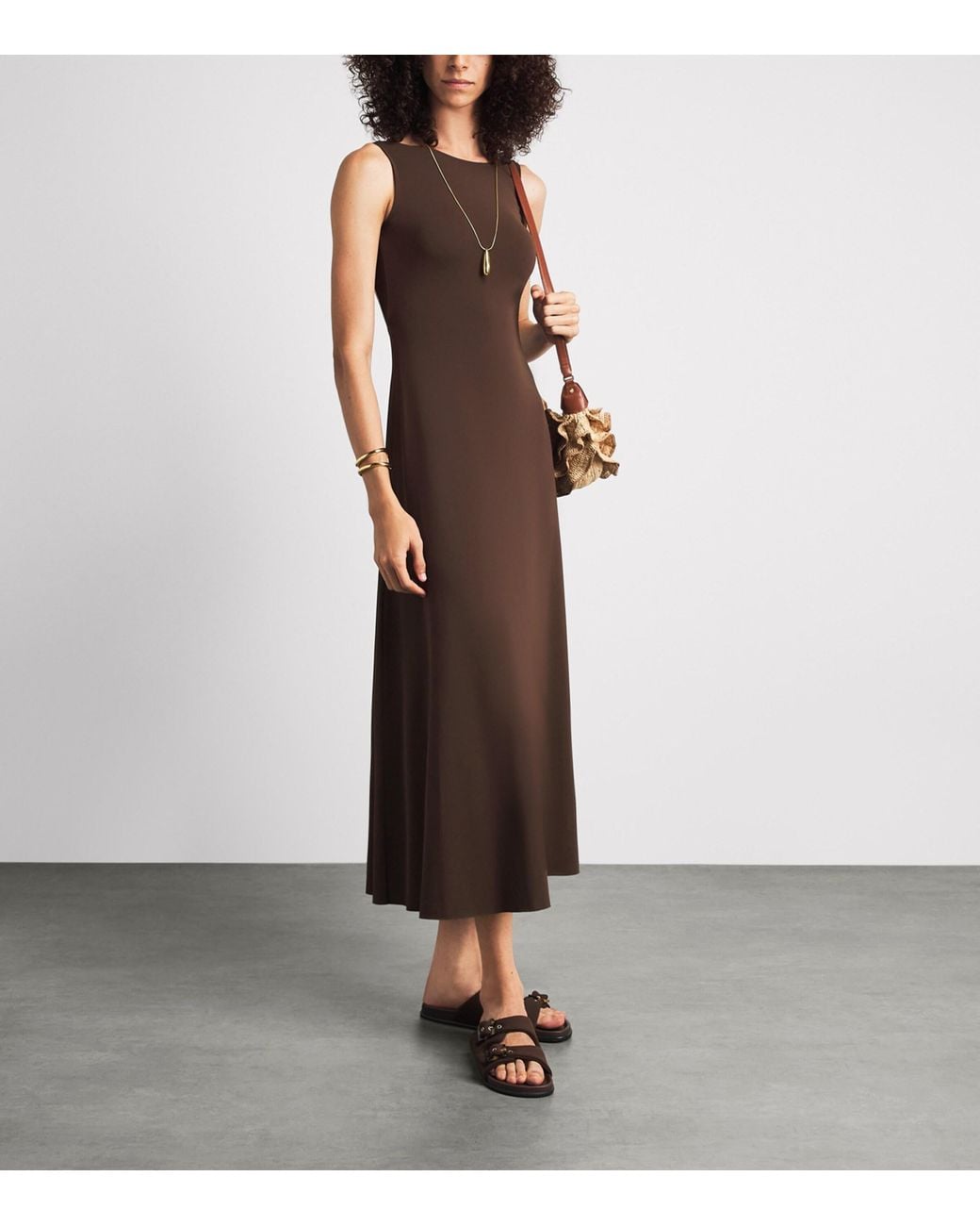 Eres Brown Jersey Sculpture Midi Dress