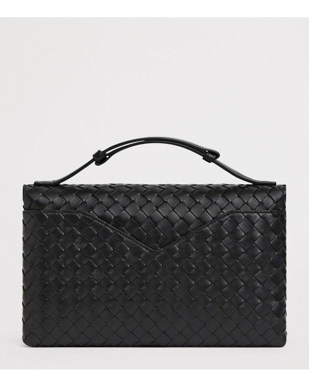 Bottega Veneta Black Leather Knot Lock Top-Handle Bag