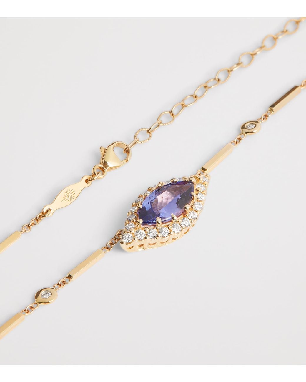 Jacquie Aiche Metallic Diamond And Tanzanite Evil Eye Necklace