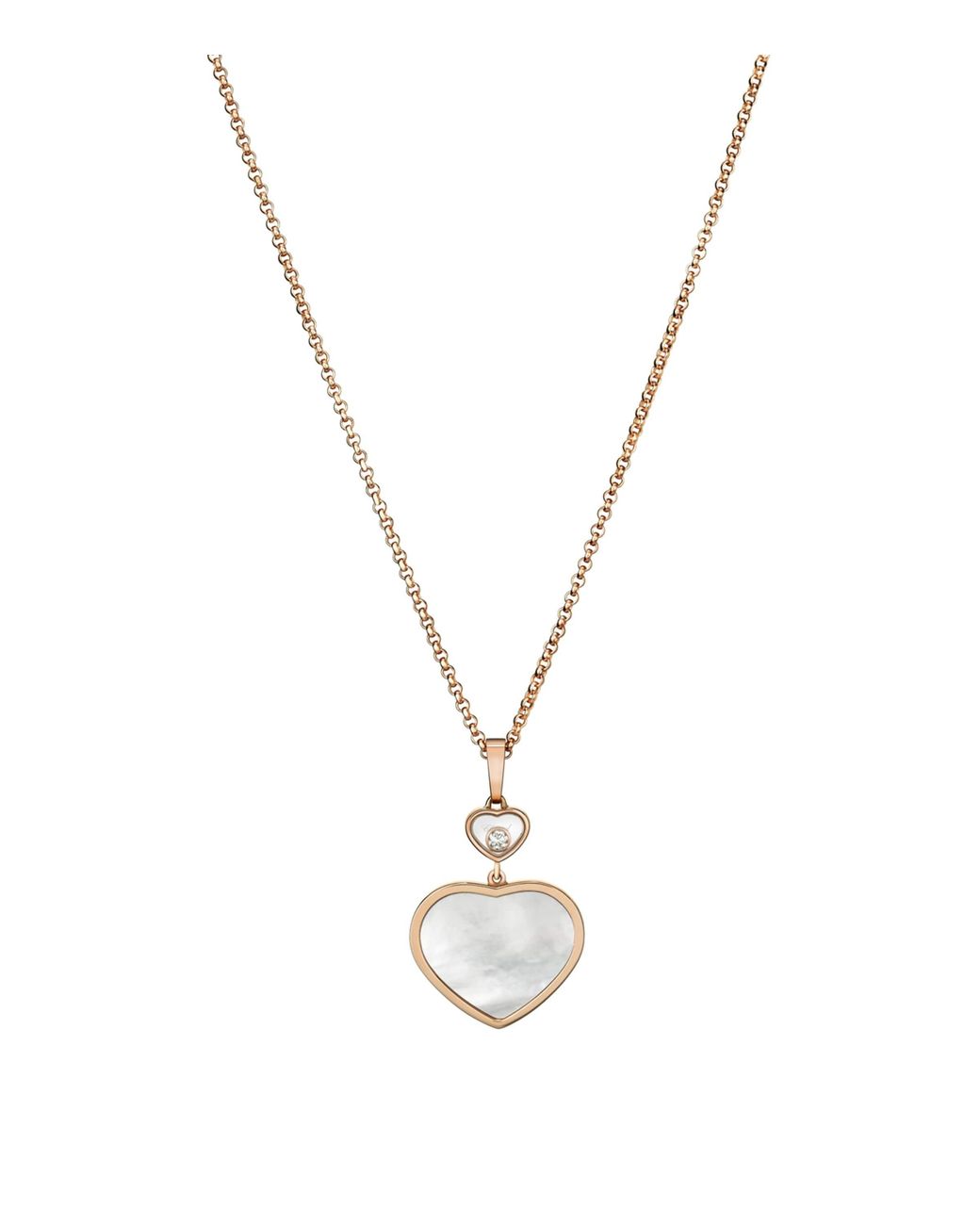 Chopard Metallic And Diamond Happy Hearts Pendant