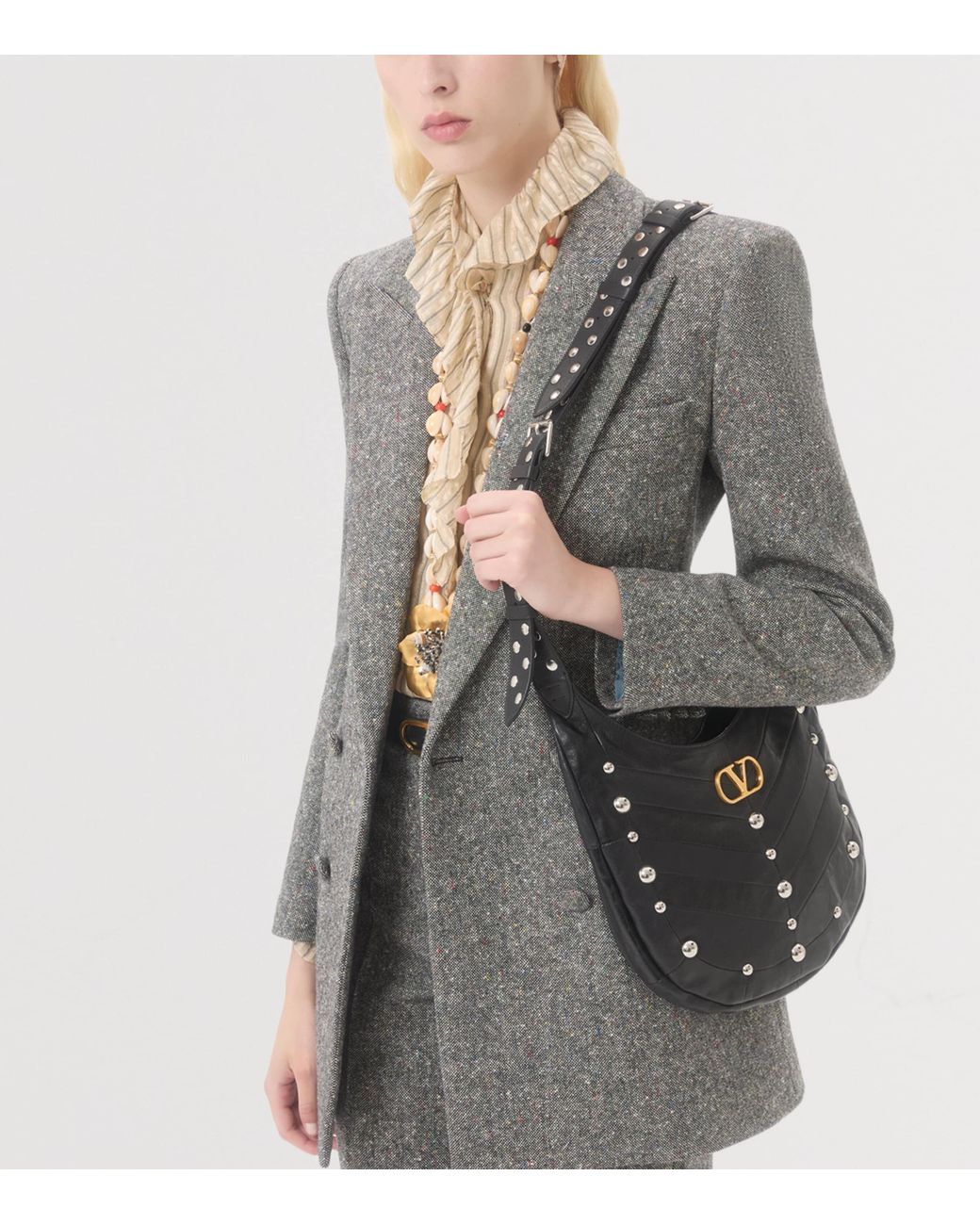 Valentino Gray Virgin Wool-Blend Pea Coat